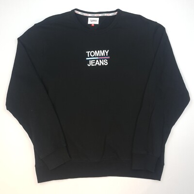Tommy Jeans Herren Sweatshirt TOP ZUSTAND bestickt Spruch Pullover 2XL