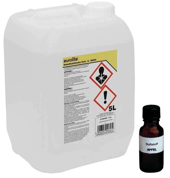 5 Liter (4,38€/L) Eurolite Smoke Fluid B Basic + Nebelfluid Duftstoff Apfel-image