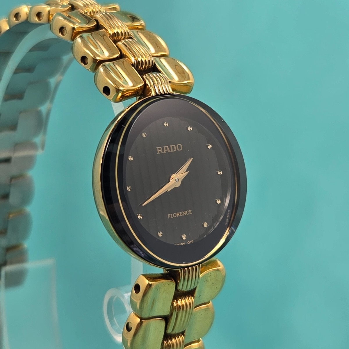 RADO FLORENCE ブラック/ゴールド RADO Florence 23MM S-Steel Gold Black Dial Women's Watch