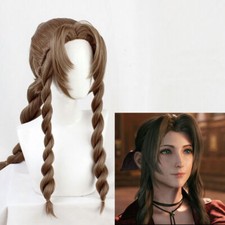 Final Fantasy VII Remake FF7 Aerith Gainsborough Cosplay Long Hair Braid Wig New