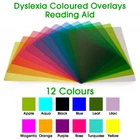 A4/ Ruler, Reading Aid Coloured Overlays  4 Dyslexia & Irlen Syndrome, 12 Colour