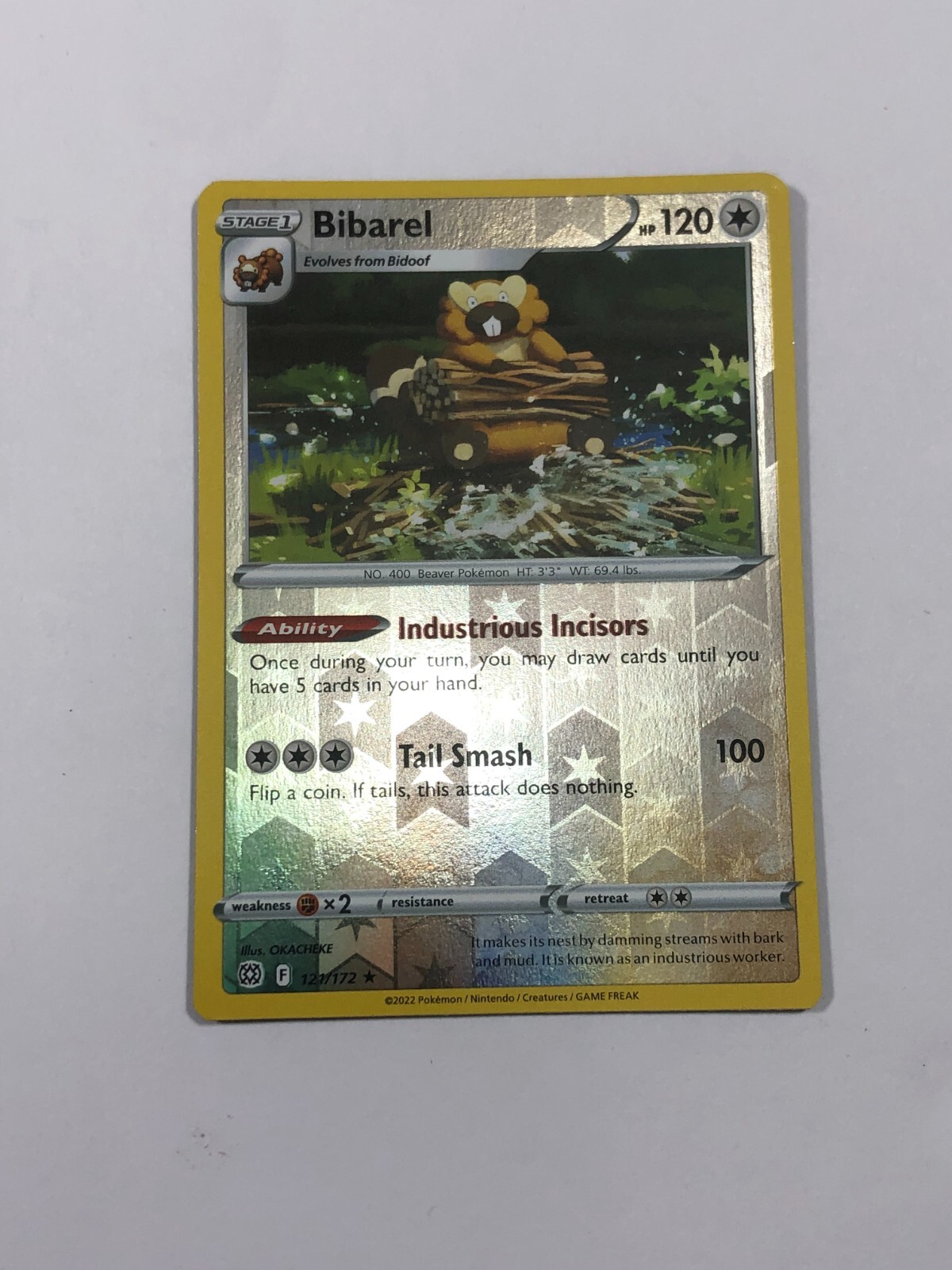 Pokemon Card Brilliant Stars Reverse Holographic Bibarel 121/172 NM