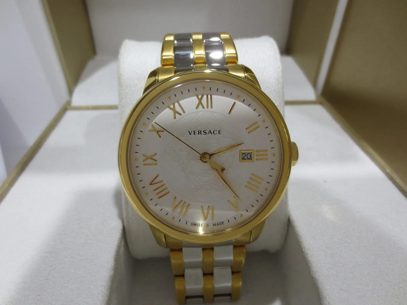 Orologio da polso uomo Versace VQS050015 business quadrante bianco bicolore acciaio data