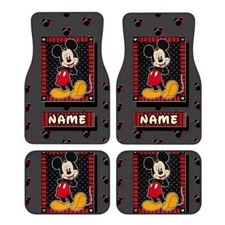 Mickey Mouse Car Floor Mats Custom Text Gift Set For Suv Truck Sedan Vehicles