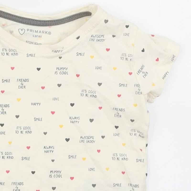 Primark Girls Ivory Polka Dot Cotton Blend T-Shirt Size 9-12 Months image 7