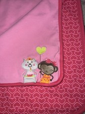 Just One You by Carter's Monkey Baby Blanket Heart Balloon Cupcake Dog Pink
