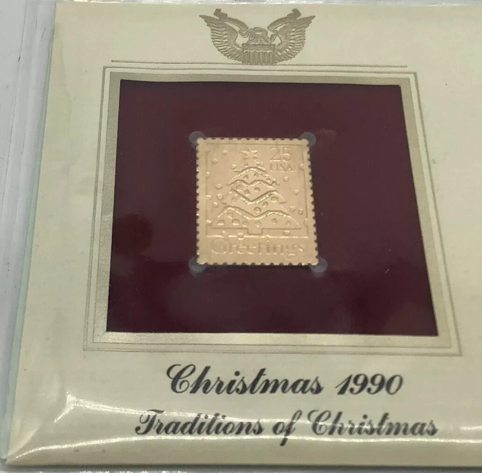 Christmas 1998/92 First Day Issue 22 kt Gold Foil Replica Stamp Santa Lot Of 6 - Image 3 of 4