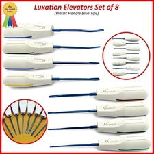Dental Luxating Elevators Set Of 8 Titanium Blue Color Tips Extracting Teeth
