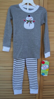 SARA'S PRINTS nwt Snowman gray 2 piece pajama set~4~NEW~holiday~Christmas~