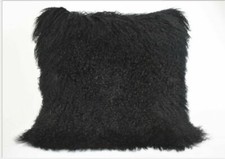 Real Mongolian Tibetan Lamb Fur Pillow Cushion Cover Pillowcase black Luxurious