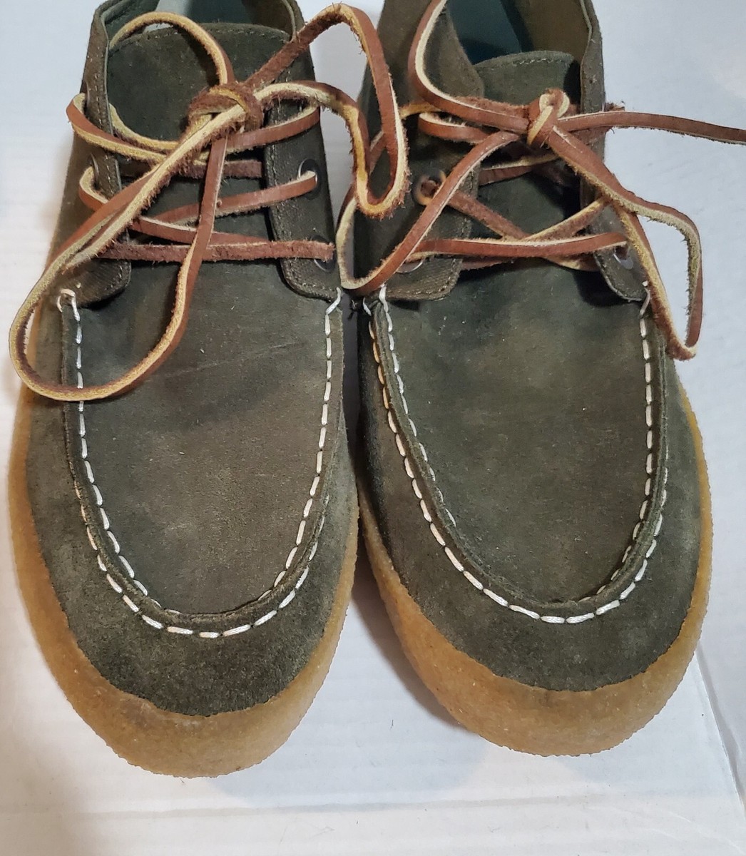 SeaVees Bayside Mocs Suede Green Chukka Boot Shoe Canvas Moccasin Men's Sz  11
