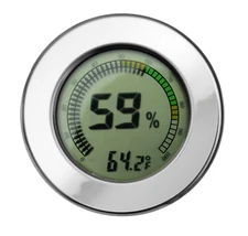 Digital Hygrometer Polished Silver Bezel w/ Calibration (FAST FREE SHIPPING)