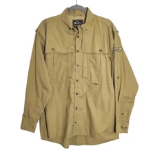 Drake Khaki Vented Button-Down Fishing Shirt Size Small Drake Tan Vented Shirt