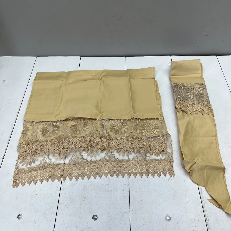 GOHD Beige 3 Piezas Margarita Bordada Cocina Café Cortina Juego NUEVO Foto 2 de 4