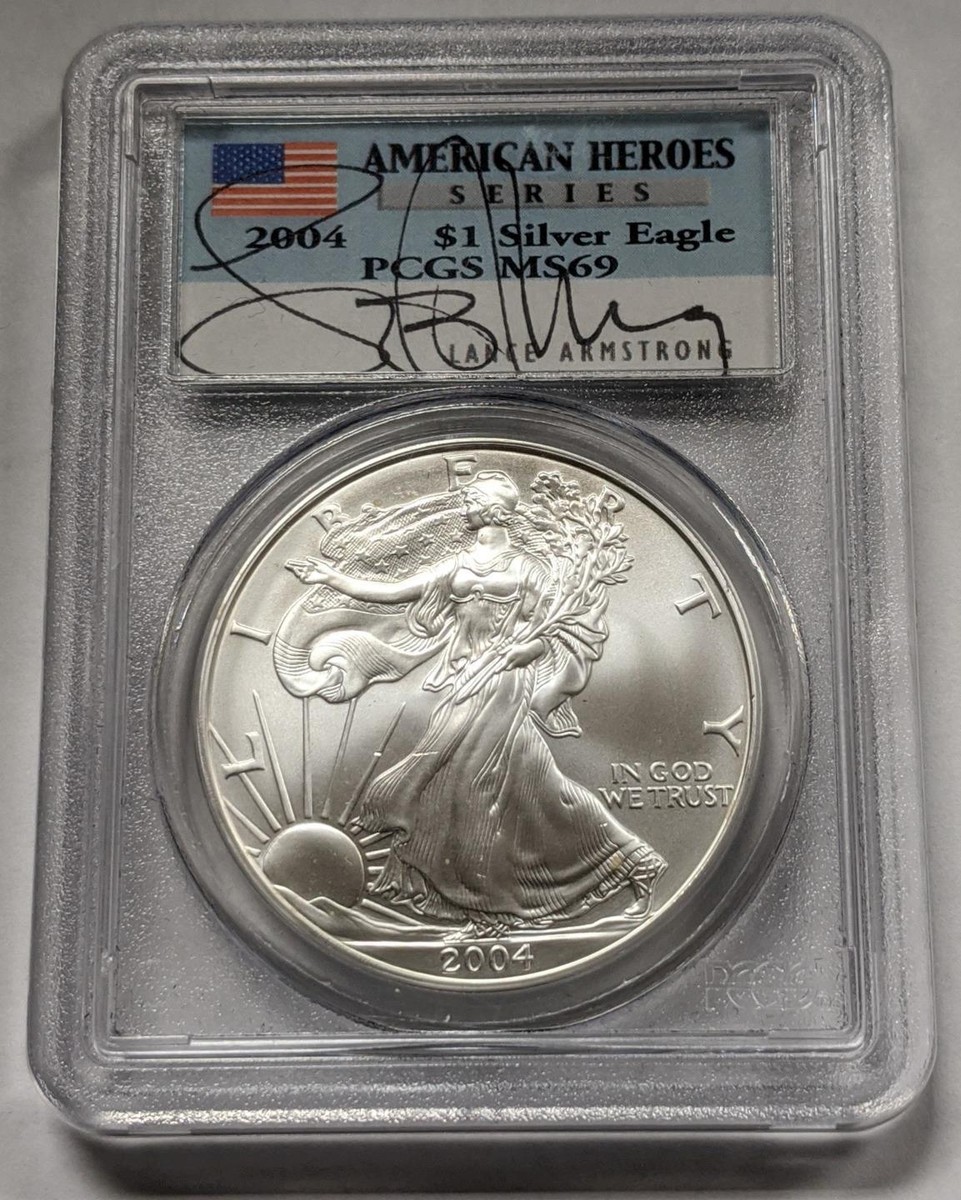 2004 American Silver Eagle | PCGS MS69 | Lance Armstrong