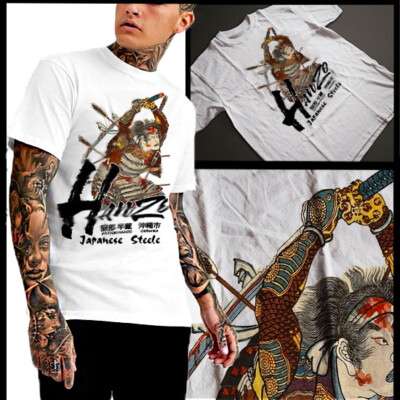 Samurai T-Shirt Japanese Warrior Striking With Katana Bushido Code Tee