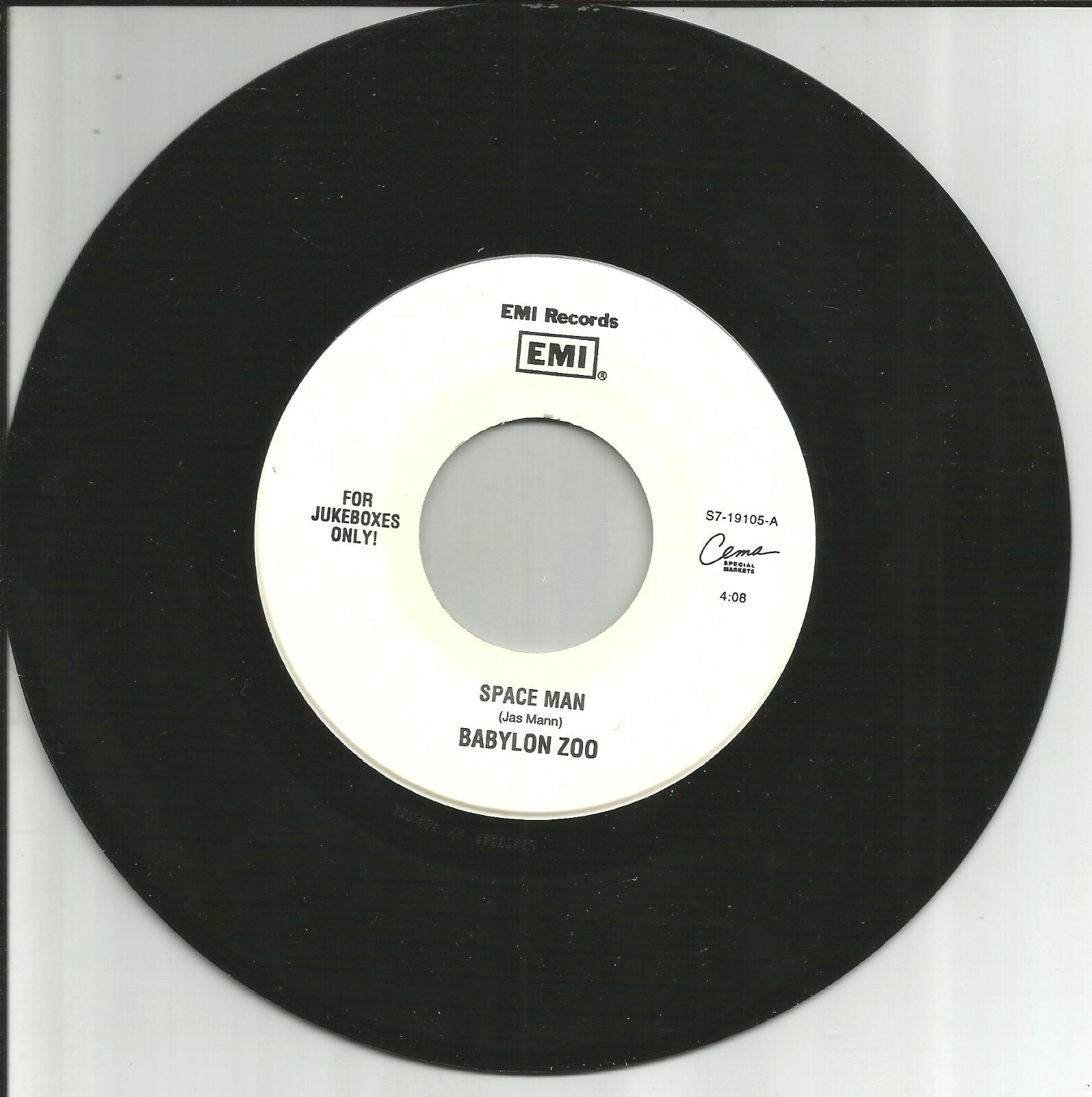 BABYLON ZOO Space man w/ UNRELEASED TRK LIMITED USA JUKEBOX 7 INCH Vinyl Single