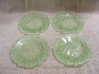 (A) INDIANA GREEN DEPRESSION PEAR PATTERN 6 1/4"  PLATES - SET OF 4
