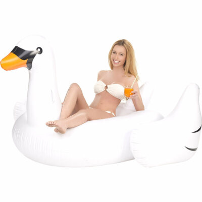 infactory Aufblasbarer XXL-Schwan, Badeinsel, 177 x 165 x 110 cm, bis 90 kg