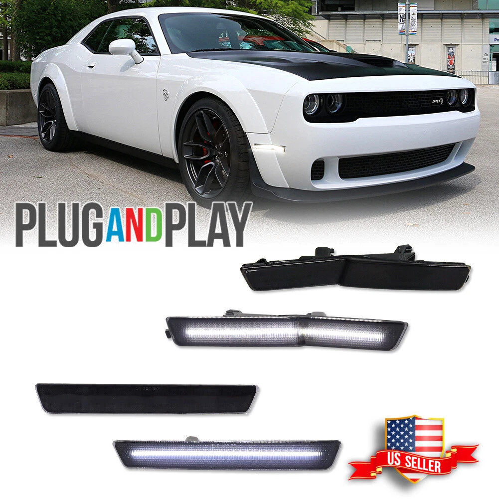 Smoked Front Rear LED Side Marker Lights For Dodge Challenger SRT Widebody 18-22