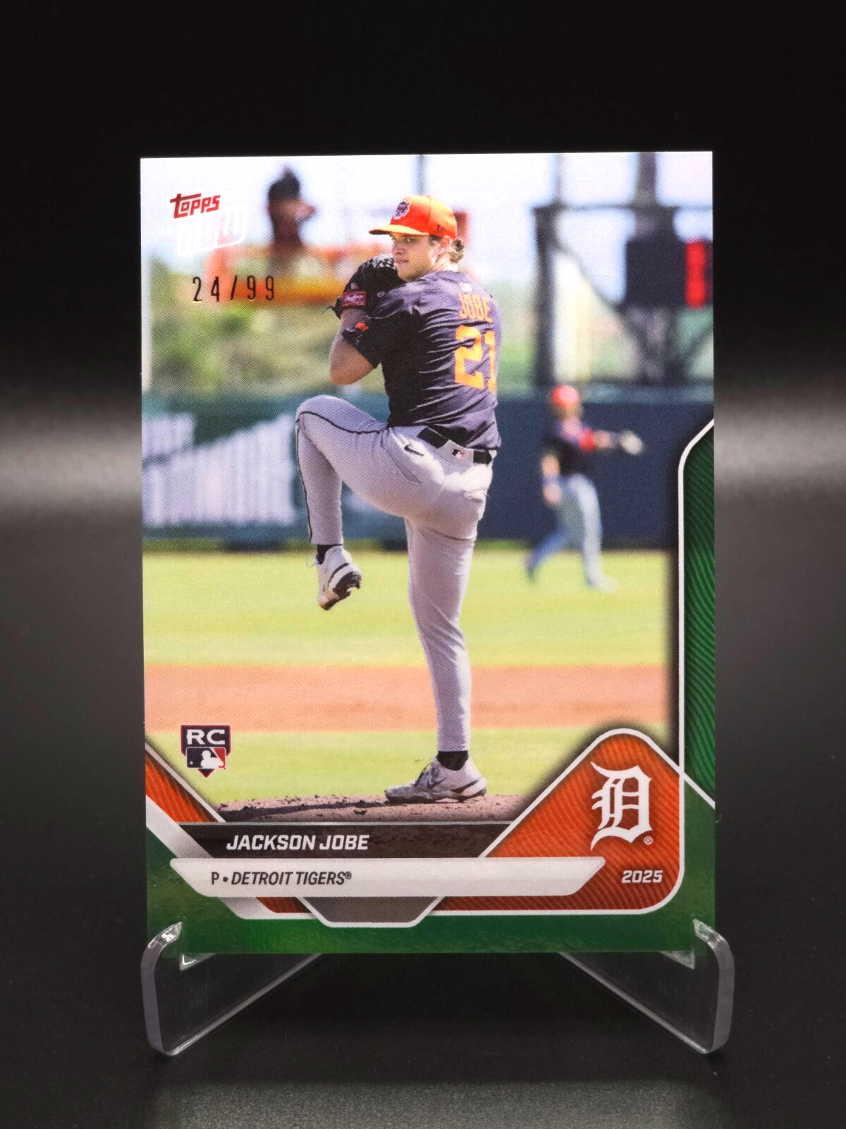 Jackson Jobe 2025 Topps Now Road to Opening Day Tigers Green RC 24/99