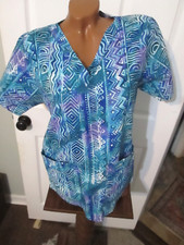 Landau Small Blue  Purple Cotton Scrub Top