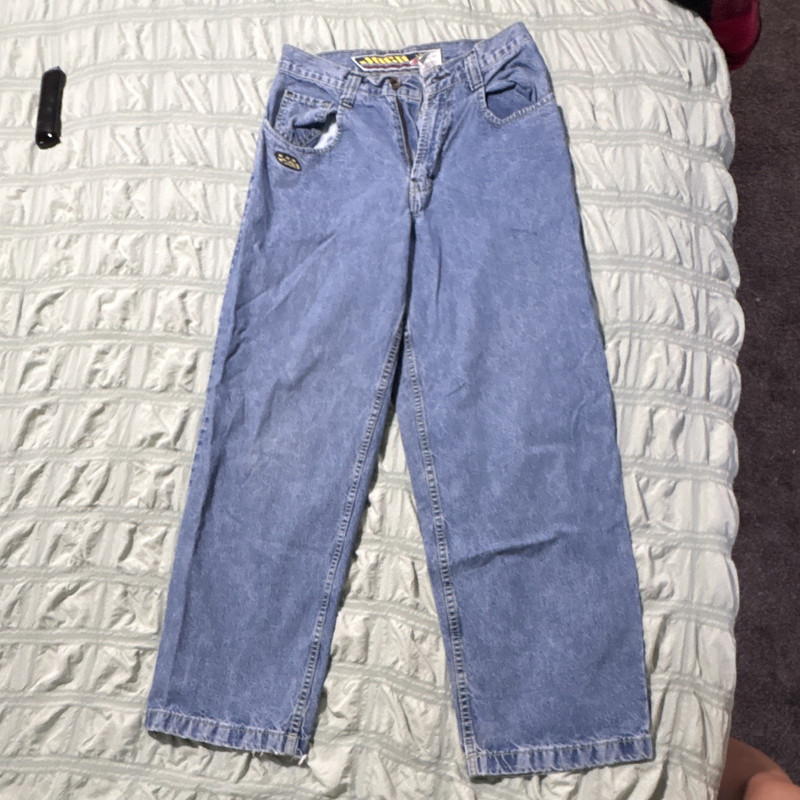 JNCO M2 Men’s Straight Fit Denim Jeans Light Wash Blue Mid Rise 5-Pocket Sz30-30