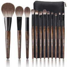 Natural Goat Hair Makeup Brush Set with Case, Natural Ma