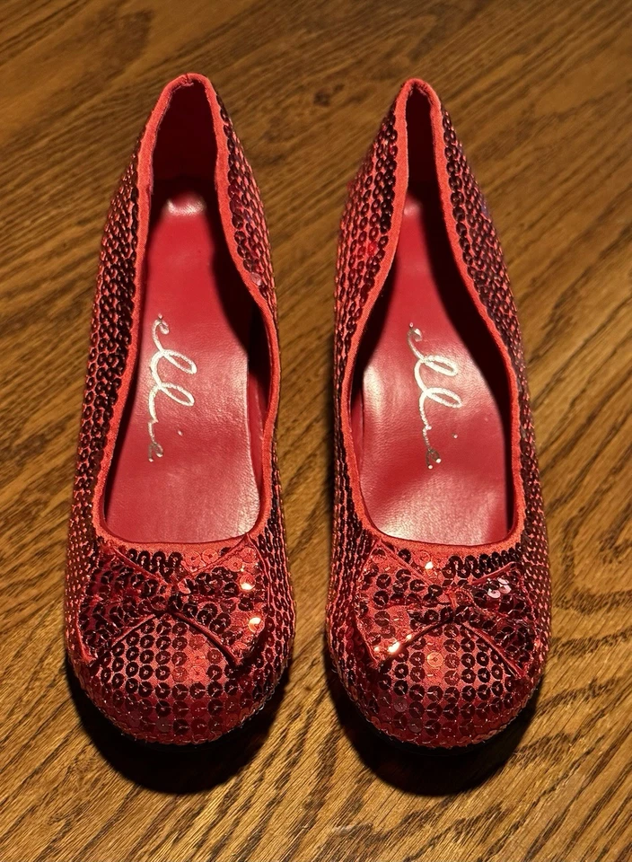 Ellie Shoes Womens 6 Ruby Red Slippers Sequin Holiday Party Dorothy Costume Judy - Image 2 of 4