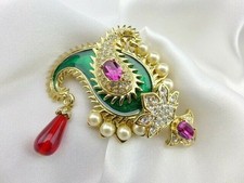 RARE KJL Kenneth Jay Lane Paisley Maharani Moghul Jeweled Paisley Pin Book Piece