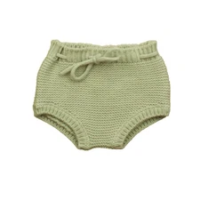 Quincy Mae Baby Knit Tie Bloomer Bottoms Fog Size 6-12 Months