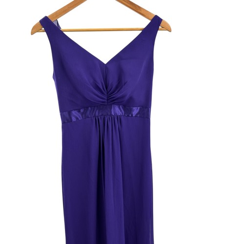 Vestido Formal David's Novia Púrpura Gasa Dama de honor Vestido Volantes Espalda Talla 2 - Imagen 5 de 10