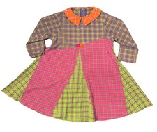 Vtg 80s/90sChicken Noodle San Francisco Dress Size 5 Patchwork Plaid Pink Green