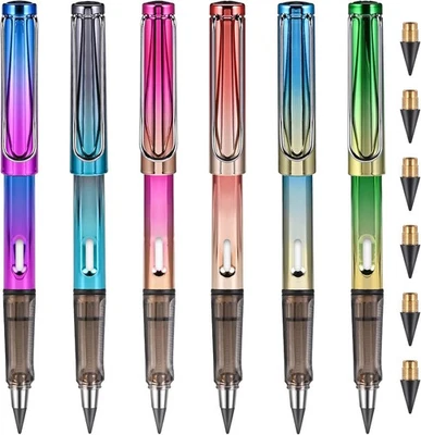 GOLDGE 6 Stück Ewiger Bleistift HB, Tintenlose Bleistifte Set mit Radiergummi 6pcs