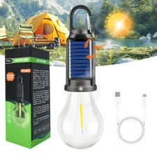 Solar Tent Lights Rechargeable LED Camping Lantern Outdoor Hanging Light Bulbs