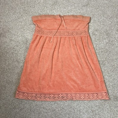 Vtg Y2K Juicy Couture Lace Terry Swim Dress Cover Sz XL Coral Pink USA Made