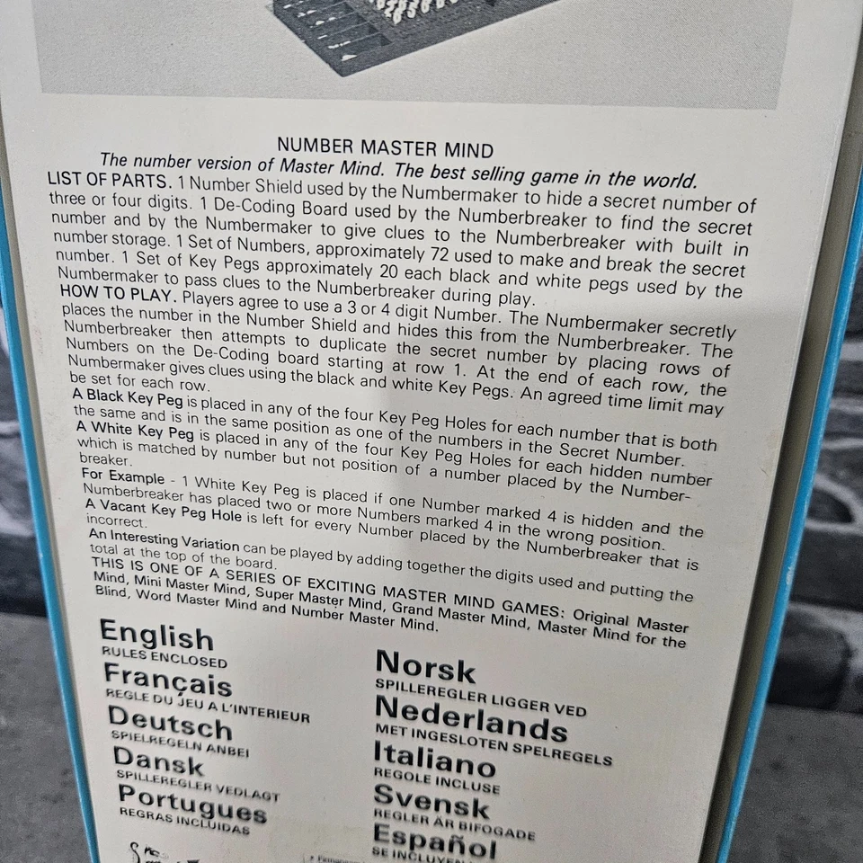 Vintage 1976 Number Mastermind Game Invicta Plastics Complete & Original - Image 4 of 4