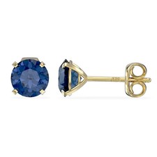 9ct Yellow Gold C/Z Sapphire 5mm Stud Earrings for Women Elegant UK