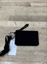 Vera Bradley Black Quilted Cotton Zip ID Case Wallet Keychain Lanyard NWT