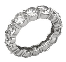DESIGNER Sterling Silver 5mm Brilliant Cut CUBIC ZIRCONIA ETERNITY Band SZ 6.25