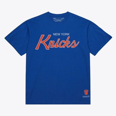 Men's Mitchell & Ness Blue New York Knicks Vintage Wordmark T-Shirt