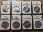Lot/16 Asstd. Dates American Silver Eagle NGC MS69 Brown Label/ ER Blue Label