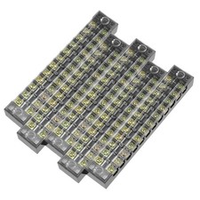 5 Pcs 12 Positions Dual Rows 600V 15A Cable Barrier Block Terminal Strip