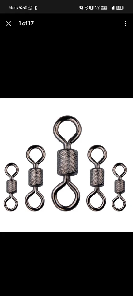 50 PCS Fishing Swivels Ball Bearing Swivel with Safety Snap Solid Rings - Image 2 of 4