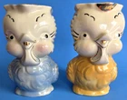Vintage Shawnee Pottery Chickadee Owl Pitcher Milk Creamer Lot Of 2