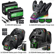 2 x Rechargeable Battery Pack Charger Station For XBox One Series X/S Controller