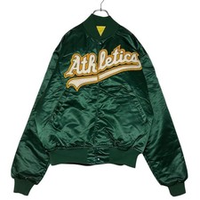 Vtg 90s Oakland Athletics A's MLB Style Dugout Satin Jacket USA Made Mens Size L