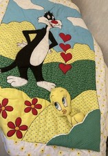 VTG Tweety Bird and Sylvester Looney Tunes Baby Blanket Quilt Crib Comforter