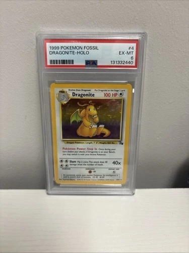 1999 POKEMON FOSSIL #4 DRAGONITE-HOLO PSA 6