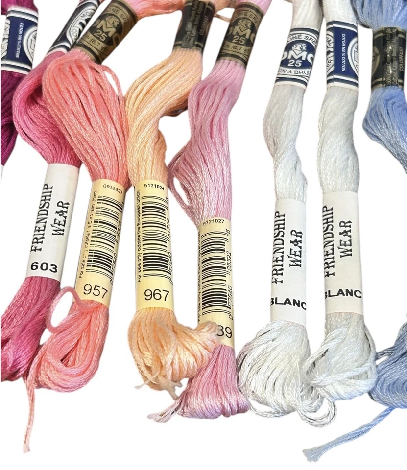 NEW DMC Floss 10 Skeins & 5 Smaller Friendship Wear Skeins Pink Blue Green White - Image 3 of 4